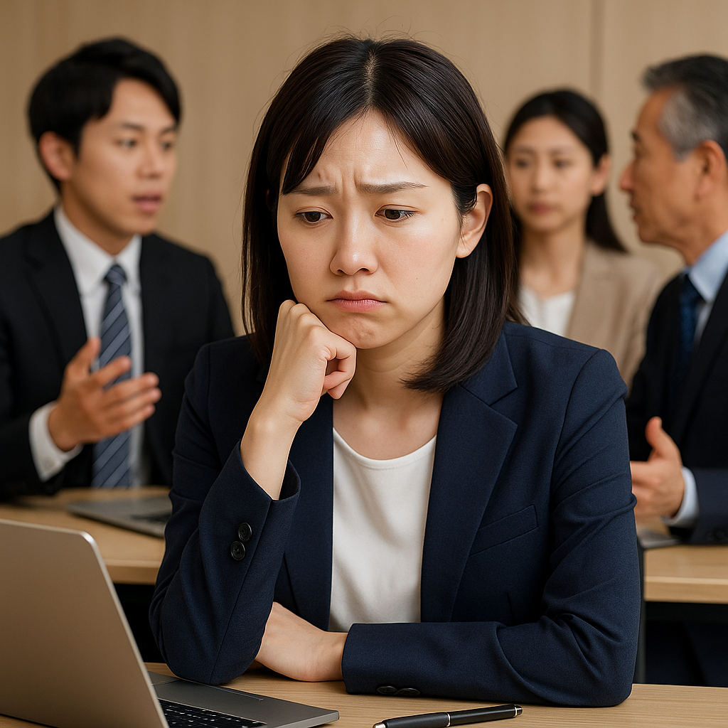 会議で発言できない女性新入社員