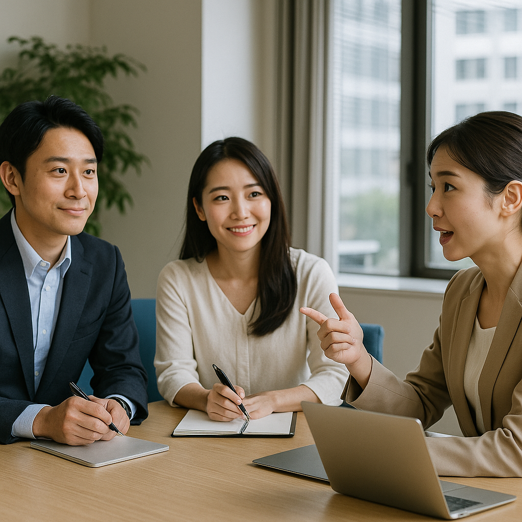 相手の話に向き合う日本人女性が、現代における傾聴と共感の重要性を表すイメージ
